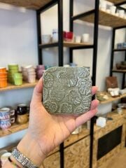 Yaprak Desenli Bardak Altlığı/Açık Yeşil