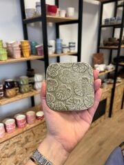 Yaprak Desenli Bardak Altlığı/Açık Yeşil