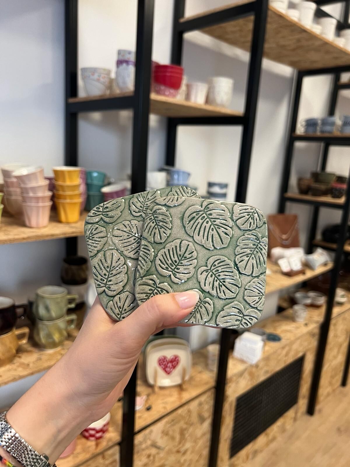 Yaprak Desenli Bardak Altlığı 2'li