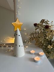 Çam Ağacı Biçimli Seramik Dekoratif Yeni Yıl Objesi