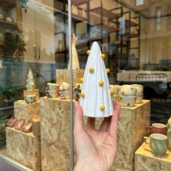 Çam Ağacı Biçimli Seramik Dekoratif Yeni Yıl Objesi/Küçük Boy