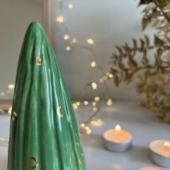 Çam Ağacı Biçimli Seramik Dekoratif Yeni Yıl Objesi/Küçük Boy