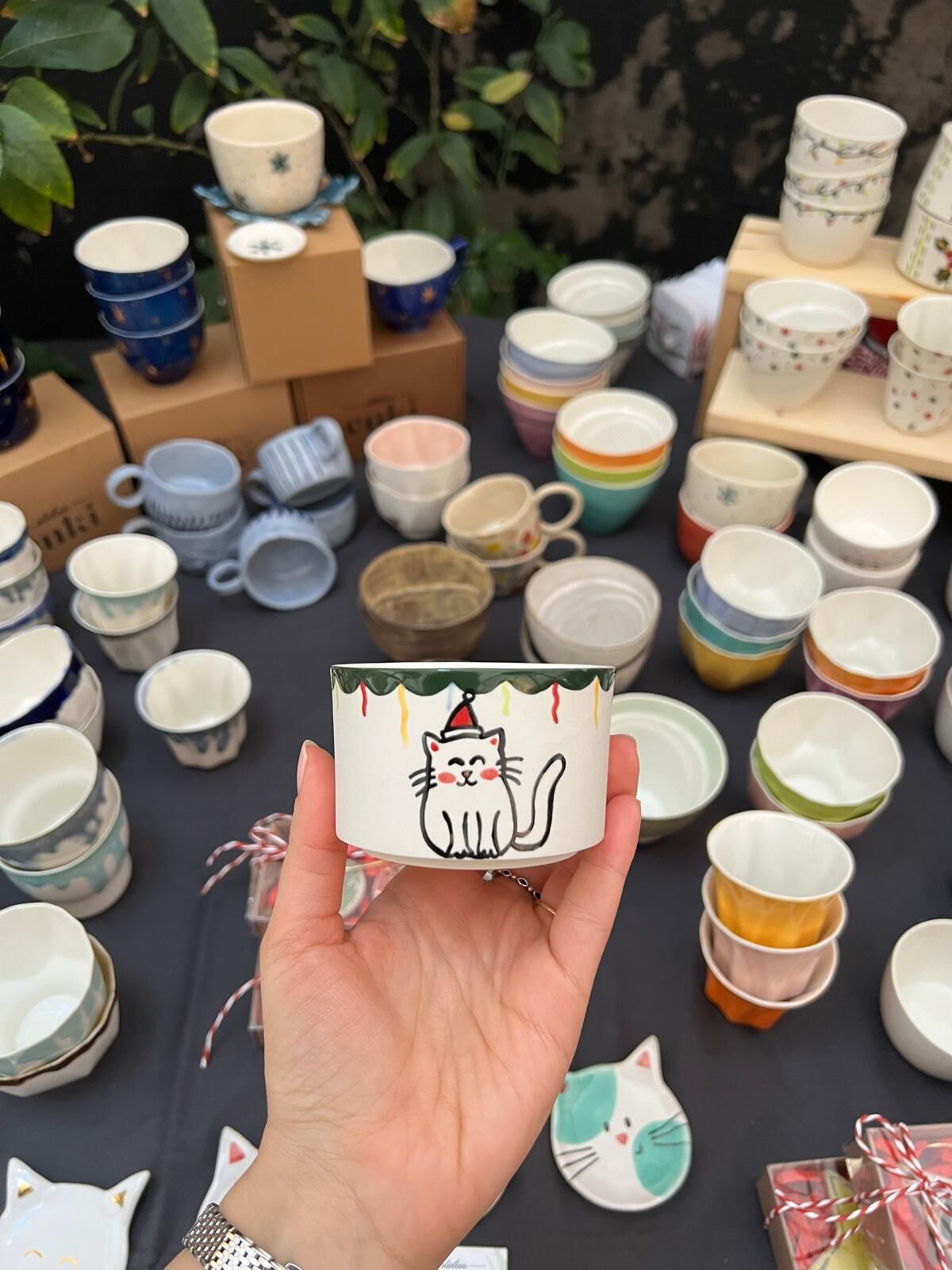 Ön Sipariş/Grace Porselen Fincan/ Yılbaşı Kedisi