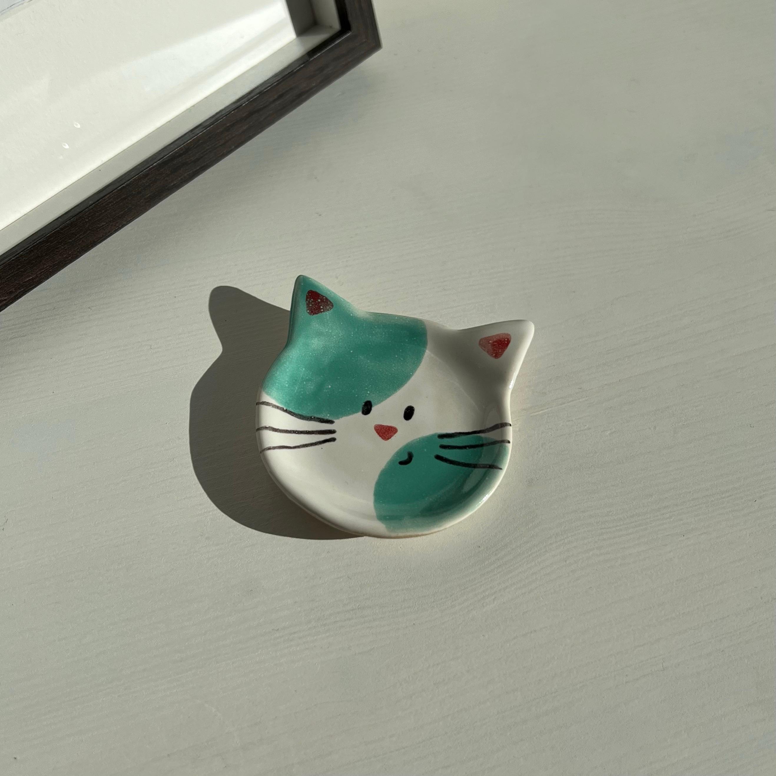 Kedili Mint Takı Tabağı