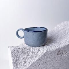 Mavi Kulplu Stoneware Fincan