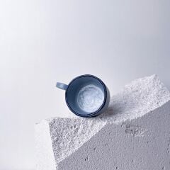 Mavi Kulplu Stoneware Fincan