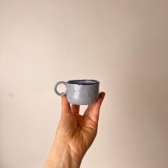 Mavi Kulplu Stoneware Fincan