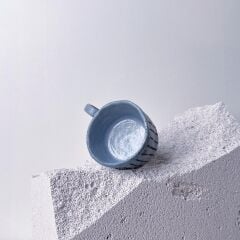 Mavi Kulplu Stoneware Fincan