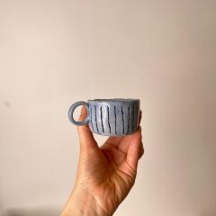 Mavi Kulplu Stoneware Fincan