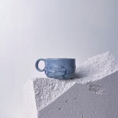 Mavi Kulplu Stoneware Fincan