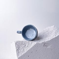 Mavi Kulplu Stoneware Fincan