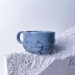 Mavi Kulplu Stoneware Fincan