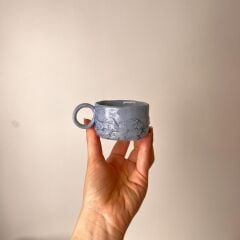 Mavi Kulplu Stoneware Fincan