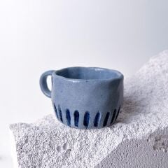 Mavi Kulplu Stoneware Fincan