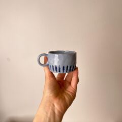 Mavi Kulplu Stoneware Fincan