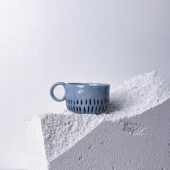Mavi Kulplu Stoneware Fincan