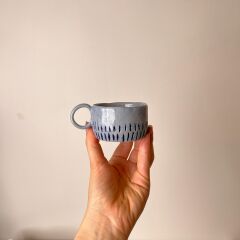 Mavi Kulplu Stoneware Fincan
